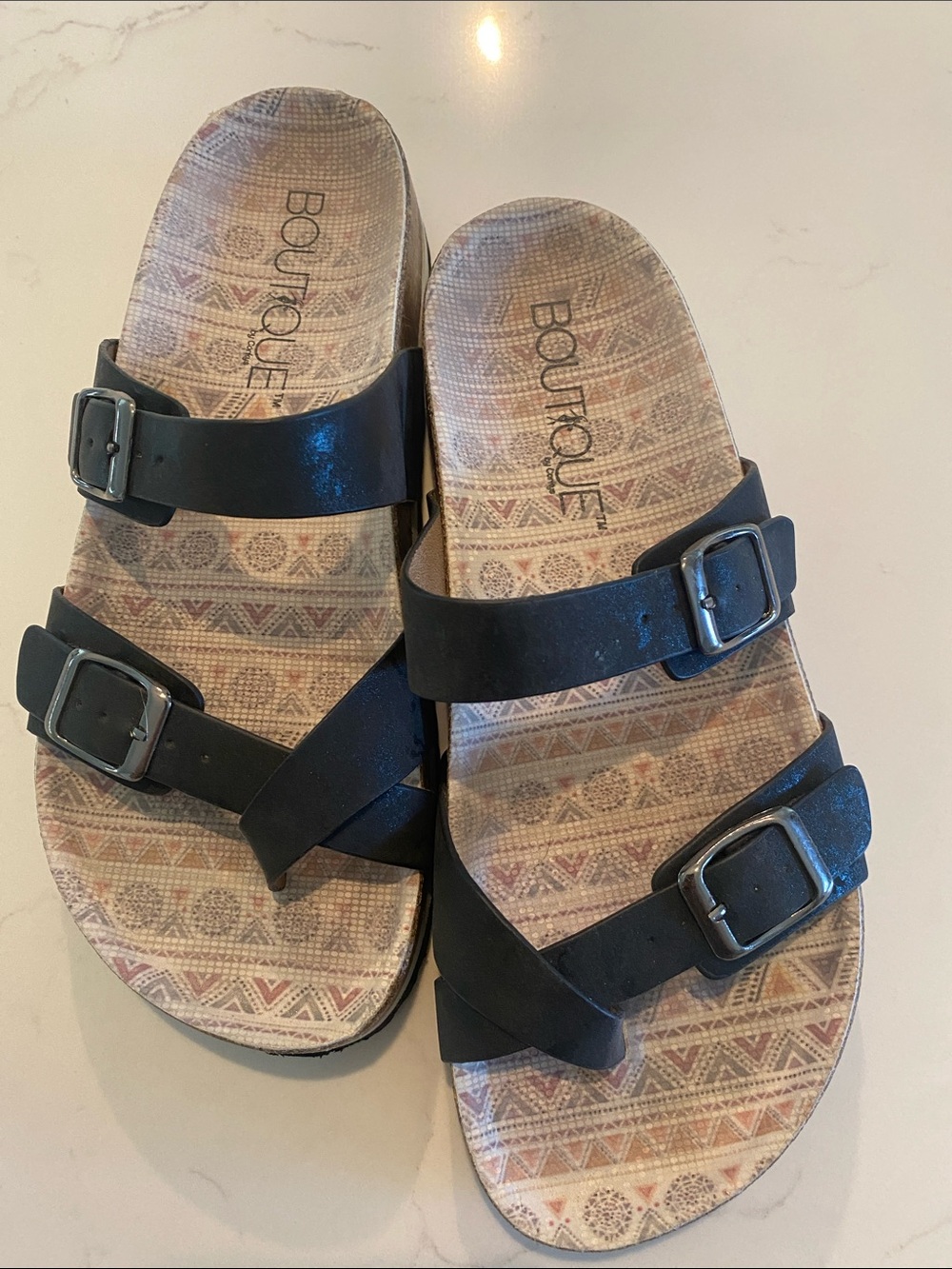 Corkys Black Double adjustable Buckle Slide Sandals